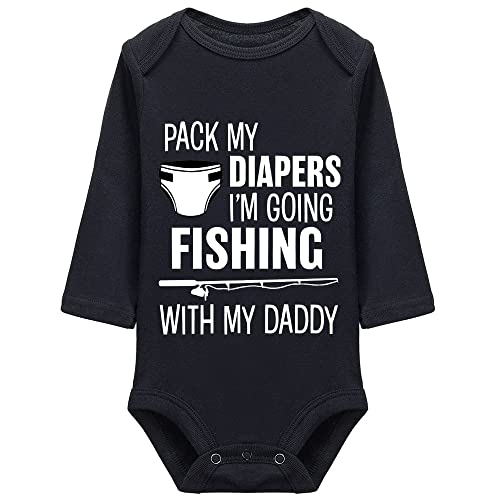 Pack My Diapers Im Going Fishing with My Daddy Infant Bodysuits Boys and Girls Baby Romper