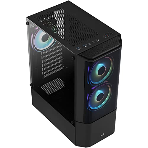 Atx Aerocool Quantum V2 Rgb Medium Tower Case With Glass Panels Black #TOP1