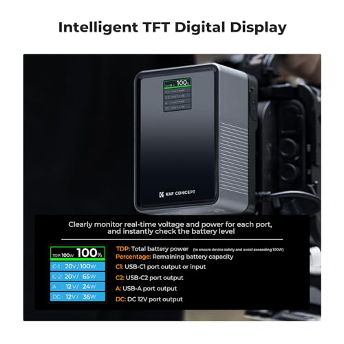 Image of K&F CONCEPT V Mount Battery 99Wh PD100W Fast Charge, 6700mAh V Lock Battery