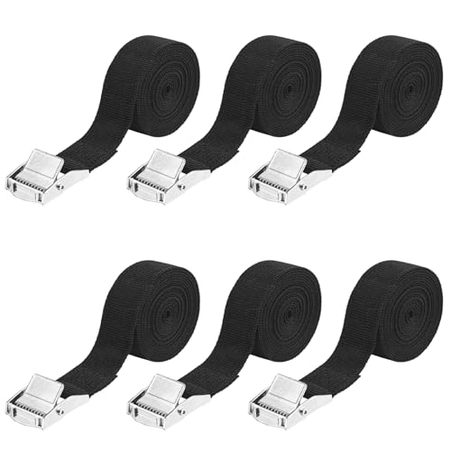 6PCS Ratchet Tie Down Straps Heavy Duty Lashing Straps 2m x 25mm Adjustable Tensioning Belts with Quick Release Cam Buckle for Motorcycle Cargo Trucks Trailer Luggage