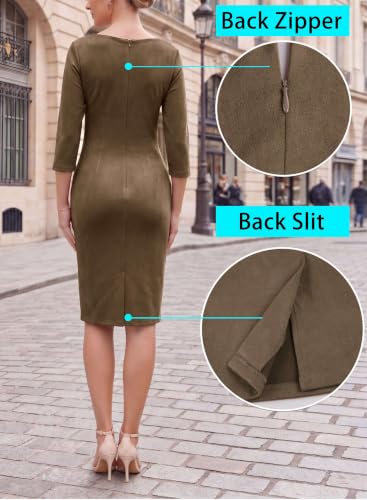 Image of VFSHOW Womens Work Business Office Zipper Up Slim Bodycon Sheath Dress