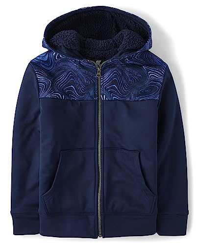 Image of The Children's Place boys Long Sleeve, Sherpa Lined, Zip-front Hoodie Sweatshirt