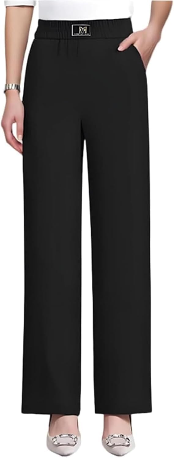 Perfect Drape High Rise Silky Soft Pull-on Stretch Petite Pants for Senior Women Over 50
