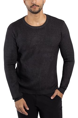 Men's Ribbed Crew Neck Comfortable Fit Sweater, Men's Long Sleeve Mid-Weight Pullover Sweater for Fall