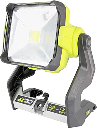 RYOBI Ryobi P721 One+ 1,800 Lumen 18V Hybrid AC and Lithium Ion Powered Flat Standing LED Work Light with Onboard Mounting Options (Battery and Extension Cord Not Included, Light Only) (RENEWED)