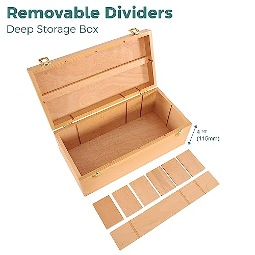 Image of VISWIN 16 inchx8 inchx6 inch Large Art Storage Box, Double-Layered Solid Beech Wooden Tool Box for Art Supplies, Wooden Tool Box for Paint Brush, Pen, Pastel, Paining Supplies