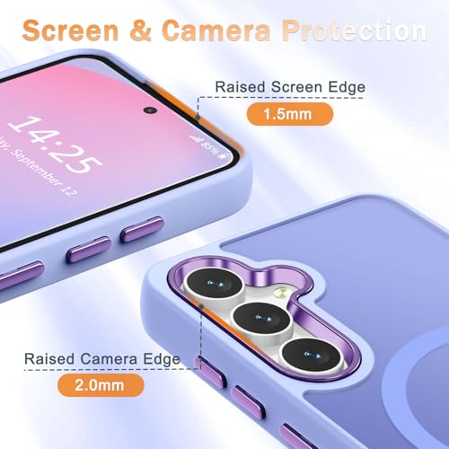 Image of for Samsung Galaxy S24 FE Case, Matte Magnetic Phone Case with 1 Screen Protector, Support for Magsafe, Translucent Frosted Slim Shockproof Protective Cover for Samsung Galaxy S24 FE, Lavender Purple