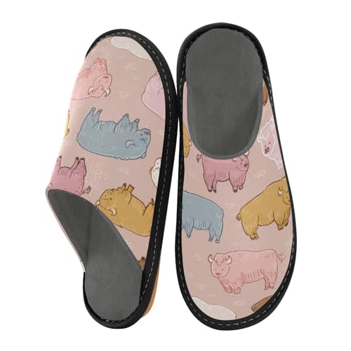 Slippers for Women Colorful Cute Bison Pattern Soft Fuzzy Women's Slippers Indoor and Outdoor Shoes