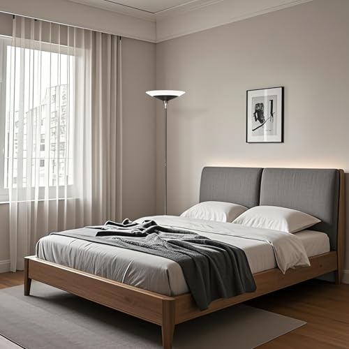 Image of SIBRILLE Torchiere Floor Lamp - 72 inch Tall LED Standing Lamp with Remote /Button Control, 1800Lm, 3000-6500K, 30W Dimmable Modern Corner Floor Light for Living Room Bedroom Office Apartment, Black