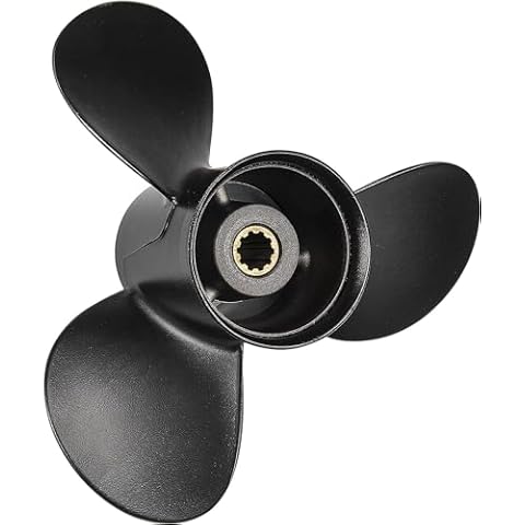 Qiclear 9.5 x11 P 48-896896A40 10 Spline Tooth Upgrade OEM Aluminum Boat Outboard Moto Propeller for Mercury Engines 25-30HP 3 Gearcase RH Cover