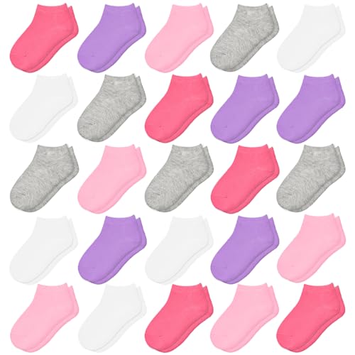 SPTRAMLE 25 Pairs Toddler Girls Ankle Socks - Soft Low Cut Kids Socks for Ages 2-4