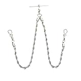 14'' T Bar DOUBLE ALBERT ROPE VEST WATCH Chain for Men in Stainless Steel