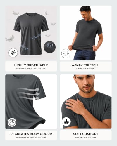 Image of Wellbi Bamboo Men's Tshirt - Ultra-Soft, Breathable & Sustainable | Premium Cotton Blend for Supreme Comfort | Stylish & Eco-Friendly T-Shirt for Men | Tshirt Men Cotton