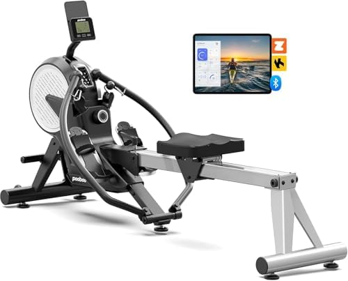 pooboo Rowing Machines for Home, Dual Wind & Magnetic Resistance,...