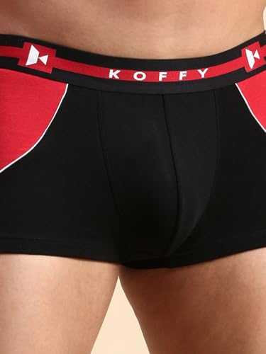 Image of KOFFY Pliable Cotton Modal Colorblocked Mini Trunk with Seamless Waistband