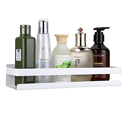 IGNPION Bathroom Corner Storage Shelf - Stainless Steel Wall Mounted Shower Organiser Caddy for Kitchen Hotel (30cm, White)