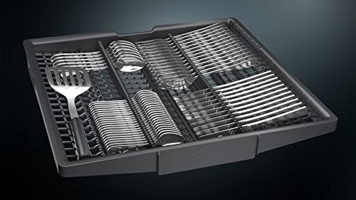 Siemens SN43ES14VE, iQ300 Smarter Geschirrspüler, Unterbau-Spülmaschine mit Besteckschublade, 60 cm, automatische Türöffnung dank autoOpen dry, besonders leise mit iQdrive-Motor, aquaStop, Edelstahl