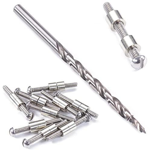 Loveless Fasteners (10 Pack) with Step Drill for DIY Handles &amp; Knife Handle Repair - USA Size (0.250 x 6-32US x 1.15 Inch) - (Nickel Silver/Stainless Steel)