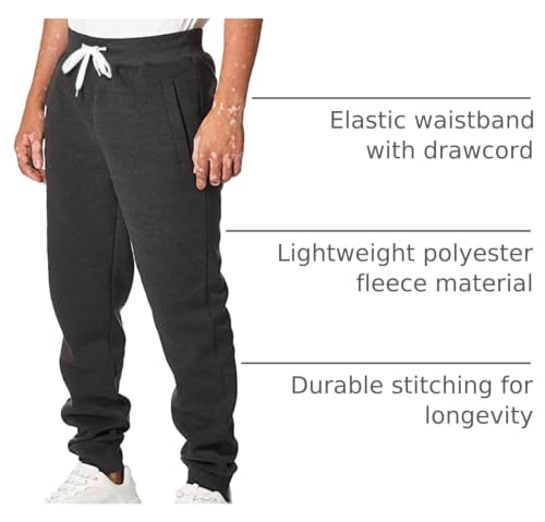Image of Southpole Fleece Joggers for Men with Pockets, Lightweight Cuffed Sweatpants for Men (Heather Charcoal, 3X Big)