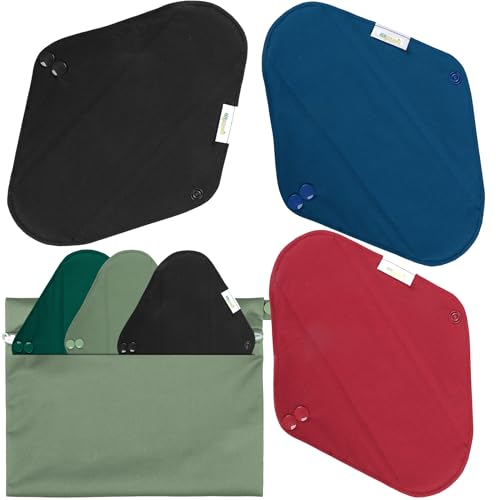Image of Wegreeco Cloth Menstrual Pads - Soft Washable Pads for Women - Reusable Panty Liners for Women - 6 Pack with 1 Cloth Mini Wet Bag (Medium, Retro-Style)