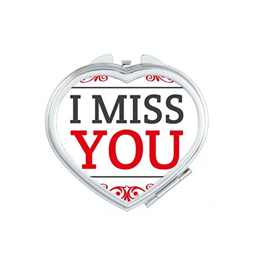 Petit miroir de poche I Miss You cadeau de Saint Valentin idéal avec illustration cœur élégant