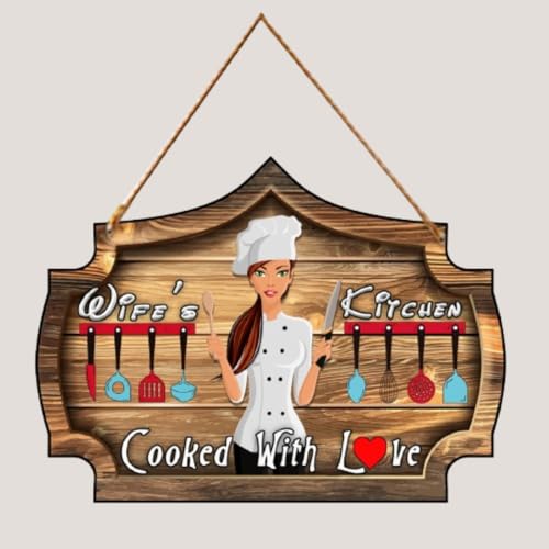 PNF Poster And Frames Wife's Kitchen Quote Wall art & Door Hanging Frame For Kitchen, Dining, restaurants Decor | Walland home Decor for Living Room | Room Decor Wall Decor Items For Bedroom | (Wooden, 11x9 Inch,Brown)-6-9