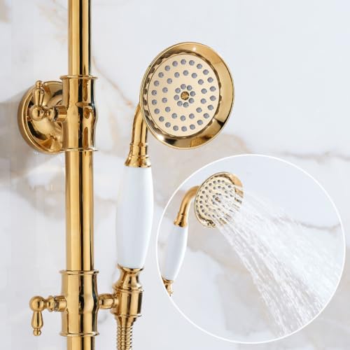 Système de douche encastrable laiton or et colonne de douche rétro classique