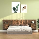Design en bois robuste : cette tête de lit avec 2 tables de chevet intégrées, fabriquée à partir de bois durable en chêne fumé, offre une largeur de 160 cm. Il se caractérise par une qualité exceptionnelle, une surface lisse, une haute résistance et une résistance à l'humidité, idéal pour n'importe quelle chambre à coucher.