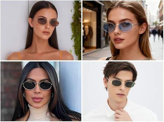 Retro Oval Metal Frame Sunglasses for Men and Women