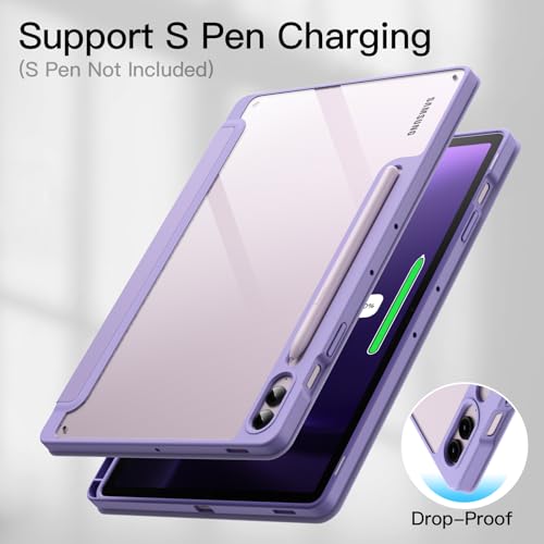 Coque Samsung Galaxy Tab S9 FE Plus Transparent avec Support Violet