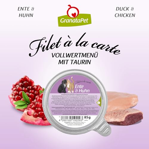 GranataPet Filet à la carte Ente & Huhn, Nassfutter für Katzen, Filet-Stückchen ohne Getreide, Katzenfutter ohne Zuckerzusatz, hoher Fleischanteil, 6 x 85 g