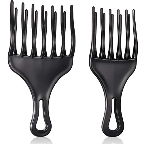 2 Pieces Hair Pick Afro Comb Double Fist Pick Large and Small Plastic Afro Pick Comb Detangle Wig Braid Pick Hair Lift Comb Hair Styling Tool for Women Men African American
