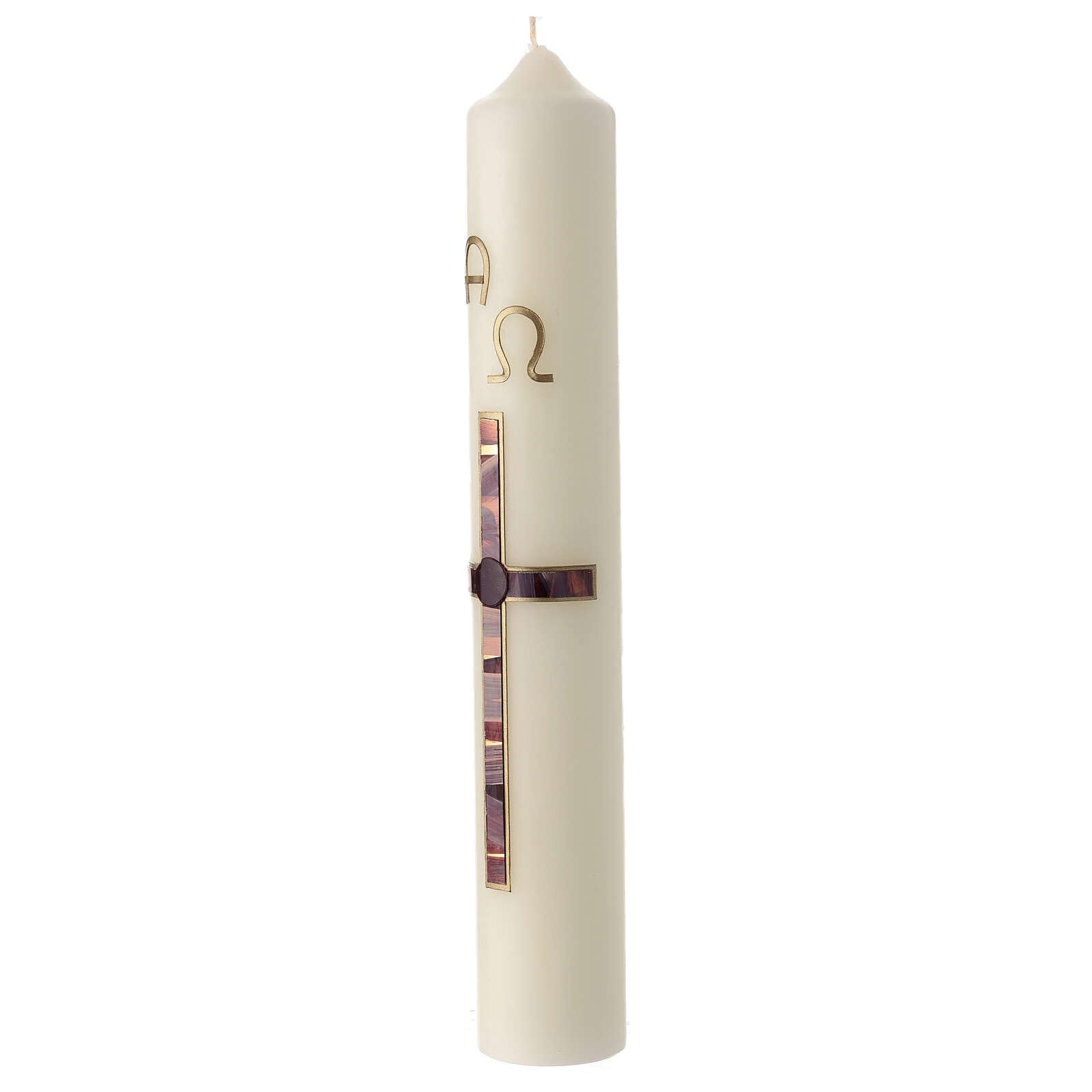 Easter Candle with Brown and Gold Cross 40x6 cm