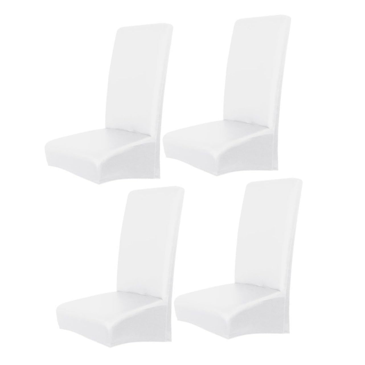 Housses de chaise élastiques en PU blanc imperméables antitaches salle à manger lot de 4