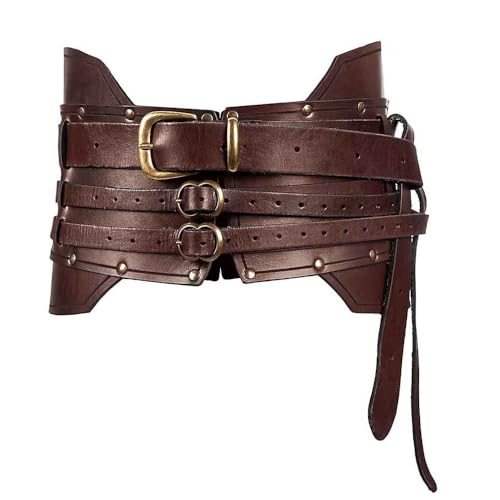 Medieval Waist Belt, Steampunk Retro PU Leather Knight Waist Girdle, Unisex Heavy Armor Battle Waistband for Cosplay2