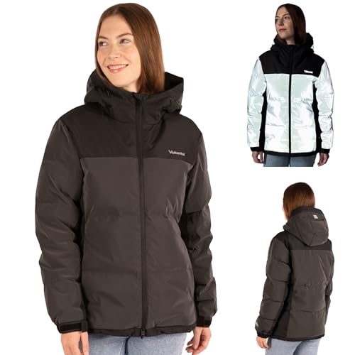 Valkental - Reflektierende Daunenjacke für Damen [VOLL REFLEKTIEREND] - Leichte Winterjacke mit Daunen für Frauen - Wasserabweisende LUMI-TEX Reflektor Winter Jacke - Sichtbarkeit im Dunkeln