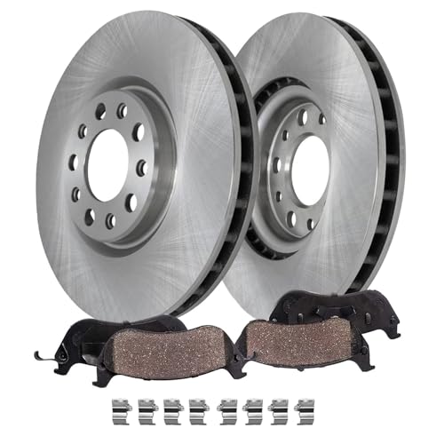 Image of Detroit Axle - Front Brake Kit for Jeep 2018 2019 2020 2021 2022 2023 | Wrangler, Disc Brake Rotors Ceramic Brake Pads with Hardware Replacement 12.99 inch inch Rotor