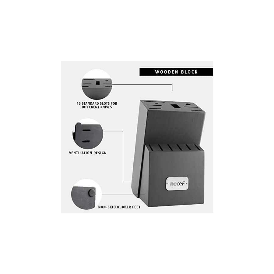 hecef-Kitchen-Knife-Block-Set-14-Pieces-Knife-Set-with-Wooden-Block-Sharpener-Steel-All-purpose-Scissors-High-Carbon-Stainless-Steel-Cutlery-Set-Yellow hecef Kitchen Knife Block Set, 14 Pieces Knife Set with Wooden Block & Sharpener Steel & All-purpose Scissors, High Carbon Stainless Steel Cutlery Set (Yellow)