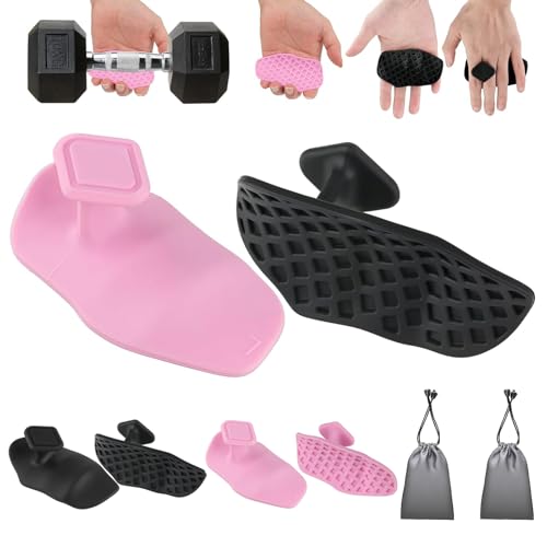 Yaoerlingjiu 4-PCS Rypt Grip for Weight Lifting Deadlift Rows-Rubber Anti-Slip Ergonomic Lifting Gloves for Men and Women Training Palm Protectors for Gym Intensive Training and Exercise (Mix Large)