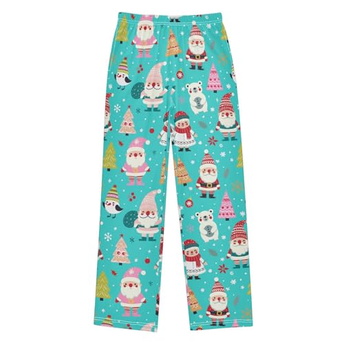 Boys' Pants Santa Christmas Tree Snowflake Blue Long Bottoms Jogger Pants Elastic Waist Trousers with Pockets S-XL