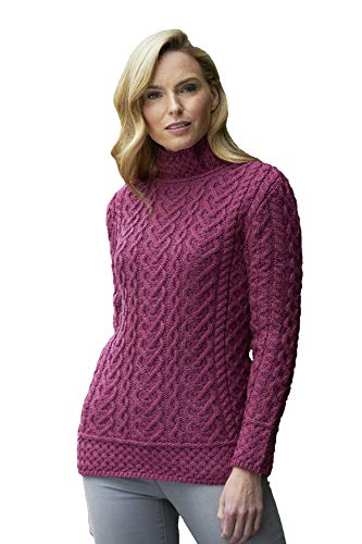 Image of Aran Crafts Irish Women's Cable Knit Merino Wool Sweater (C4767)