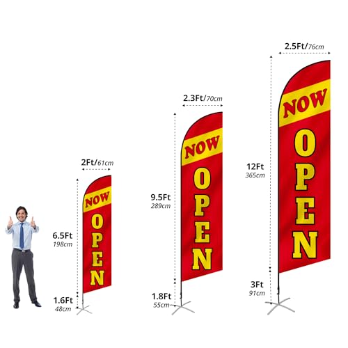 Anley Custom Feather Flag 2.5 X 12 Ft Double Sided - Print Your Own Logo/Design/Words - Indoor & Outdoor Commercial Advertising Banners Flags (Include Flagpole + Cross Base + Water Bag)