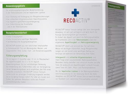 RECOACTIV Immun Tonicum für Katzen, 6 x 50 ml, Appetit anregendes Diät-Ergänzungsfuttermittel bei Untergewicht, Mangelerscheinungen, gestörter Nahrungsaufnahme und in der Rekonvaleszenz