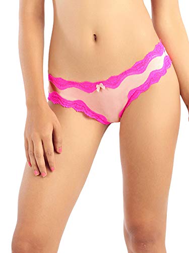 Image of Candyskin Women's Thong Pink Panty Trim Lace Comfort Wear Low Rise