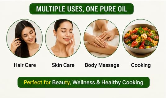 Image of OLIYANS Cold Pressed Coconut Oil Combo Pack (100ml + 1L) | Natural Oil for Hair, Skin & Cooking | Total 1.1L