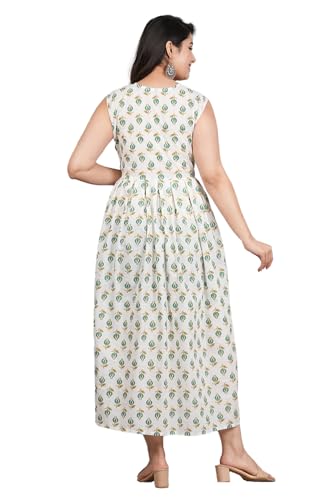 Image of Monique Brand Women's /Girls Cotton Kurta for Women Floral Printed Regular Fit Anarkali Kurta ||Floral Flared Western Dress