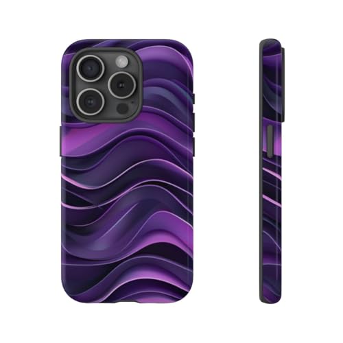 Coque rigide iPhone 15 Pro anti-rayures au motif de vague violette brillante