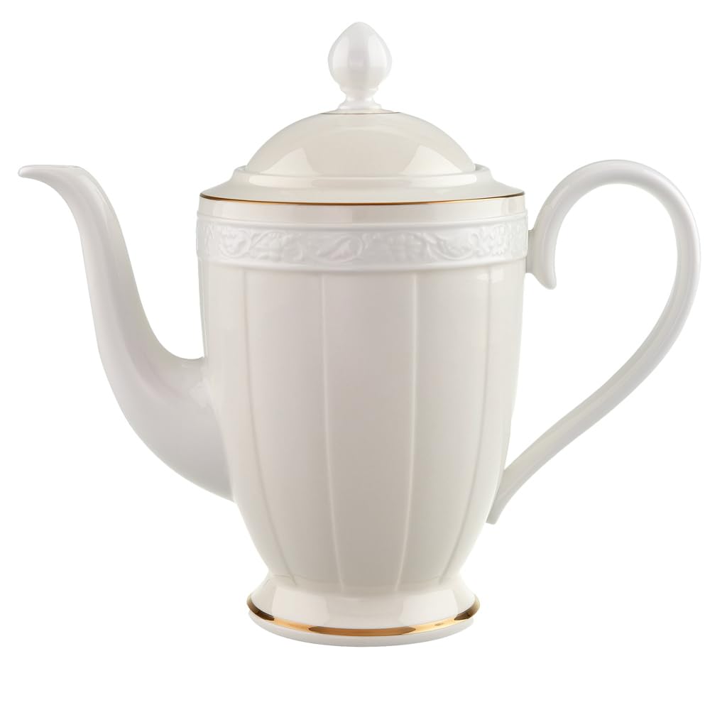 Villeroy & Boch 10-4390-0070 Ivoire Kaffeekanne 6 Personen 1.35 L, Porzellan, Gold/Weiß/Beige, 44.5 x 33.2 x 4 cm, 1 Einheiten