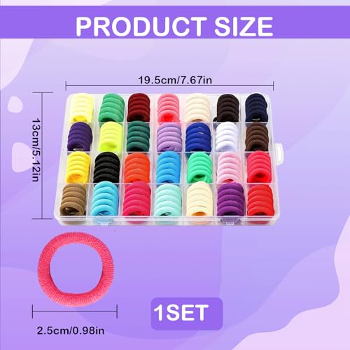 280 Stück Haargummis Mädchen, 28 Farben Klein Haargummi, Mini Nahtlose Haarbänder, Haarband Baby Mehrfarbig Soft Zopfgummi Klein für Mädchen Kinder Kleinkinder Baby
