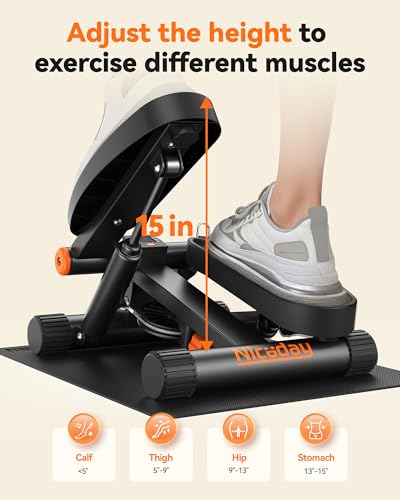 Image of Niceday Steppers for Exercise, Stair Stepper with Resistance Bands, Mini Stepper with 300LBS Loading Capacity, Hydraulic Fitness Stepper with LCD Monitor